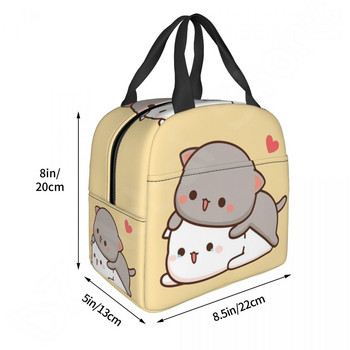 Ζευγάρι Mochi Cat Insulated Lunch Bag Peach and Goma Thermal Lunch Box Φορητές τσάντες ψυγείου για παιδιά Γυναικεία Σχολική εργασία