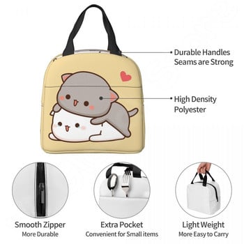 Ζευγάρι Mochi Cat Insulated Lunch Bag Peach and Goma Thermal Lunch Box Φορητές τσάντες ψυγείου για παιδιά Γυναικεία Σχολική εργασία