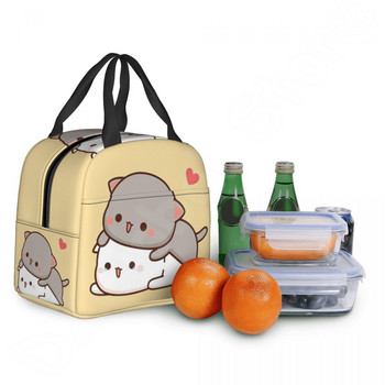 Ζευγάρι Mochi Cat Insulated Lunch Bag Peach and Goma Thermal Lunch Box Φορητές τσάντες ψυγείου για παιδιά Γυναικεία Σχολική εργασία