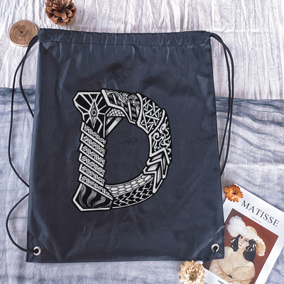 Vízálló húzózsinór táska Kreatív levélnyomat férfi sporttáskák hátizsák fiú kosárlabda táska lány bevásárlótáskák testreszabott táskák