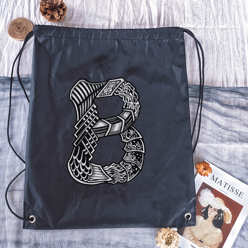 Vízálló húzózsinór táska Kreatív levélnyomat férfi sporttáskák hátizsák fiú kosárlabda táska lány bevásárlótáskák testreszabott táskák