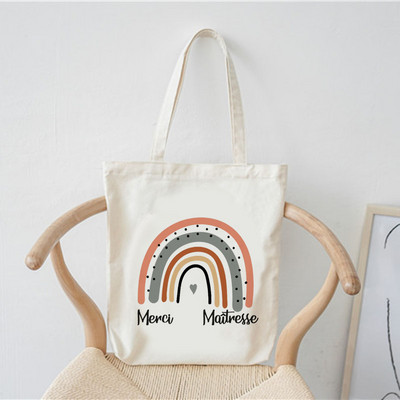 Merci francia nyomtatott minta divat női vászon bevásárlótáska Harajuku válltáskák bevásárló lányok kézitáska női vászontáska