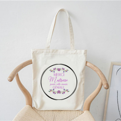 Merci francia nyomtatott minta divat női vászon bevásárlótáska Harajuku válltáskák bevásárló lányok kézitáska női vászontáska