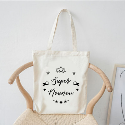 Merci francia nyomtatott minta divat női vászon bevásárlótáska Harajuku válltáskák bevásárló lányok kézitáska női vászontáska