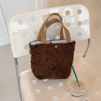 Retro ručna torbica od samta Književna studentska torba za ručak u šahovnici Prijenosna kutija za ručak Mini velika torbica Ženska Bolsas De Almuerzo