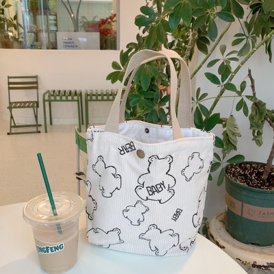 Retro ručna torbica od samta Književna studentska torba za ručak u šahovnici Prijenosna kutija za ručak Mini velika torbica Ženska Bolsas De Almuerzo