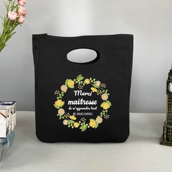 Merci Maitresse Cooler Lunch Bag Custom Name Insulated Thermal Bento Totes Σχολικό πικνίκ Θήκη αποθήκευσης τροφίμων Δώρα δασκάλου