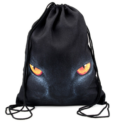 3D-printimine Loomad Koer Kass Lõvi Panda Mustriga Reisilõuend Pingutusnööriga kott Tõmbamisnööri kott Mood Naljakas seljakott Koolikott