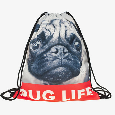 3D-printimine Loomad Koer Kass Lõvi Panda Mustriga Reisilõuend Pingutusnööriga kott Tõmbamisnööri kott Mood Naljakas seljakott Koolikott