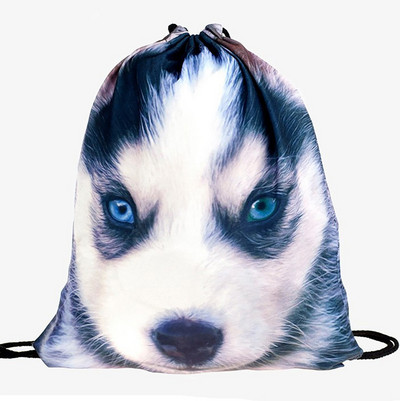 3D-printimine Loomad Koer Kass Lõvi Panda Mustriga Reisilõuend Pingutusnööriga kott Tõmbamisnööri kott Mood Naljakas seljakott Koolikott