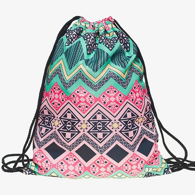 3D-printimine Loomad Koer Kass Lõvi Panda Mustriga Reisilõuend Pingutusnööriga kott Tõmbamisnööri kott Mood Naljakas seljakott Koolikott