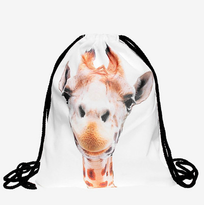 3D-printimine Loomad Koer Kass Lõvi Panda Mustriga Reisilõuend Pingutusnööriga kott Tõmbamisnööri kott Mood Naljakas seljakott Koolikott