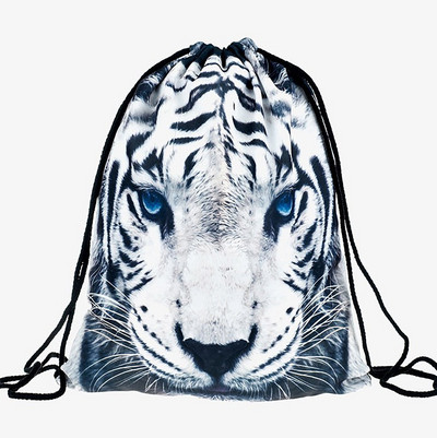 3D-printimine Loomad Koer Kass Lõvi Panda Mustriga Reisilõuend Pingutusnööriga kott Tõmbamisnööri kott Mood Naljakas seljakott Koolikott