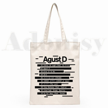 Agust D Fanart Art Εκτύπωση AgustD Hip Hop Hipster Cartoon Εκτύπωση Τσάντες αγορών για κορίτσια Μόδα Casual Pacakge Τσάντα χειρός eco tote