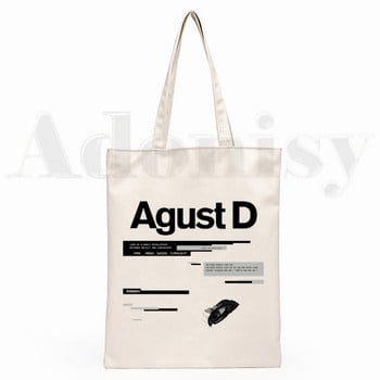 Agust D Fanart Art Εκτύπωση AgustD Hip Hop Hipster Cartoon Εκτύπωση Τσάντες αγορών για κορίτσια Μόδα Casual Pacakge Τσάντα χειρός eco tote