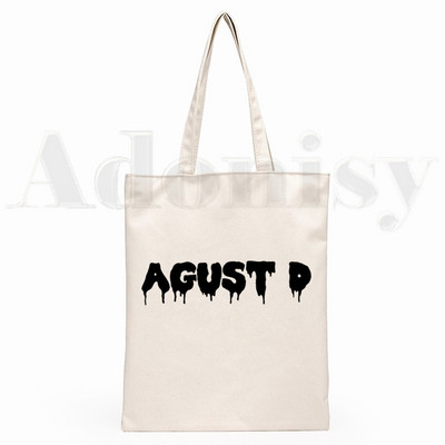 Agust D Fanart Art Print AgustD Hip Hop Hipster Cartoon Print Genți de cumpărături Moda pentru fete Casual Pacakge Geantă de mână eco tote