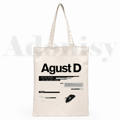 Agust D Fanart Art Print AgustD Hip Hop Hipster Cartoon Print Genți de cumpărături Moda pentru fete Casual Pacakge Geantă de mână eco tote
