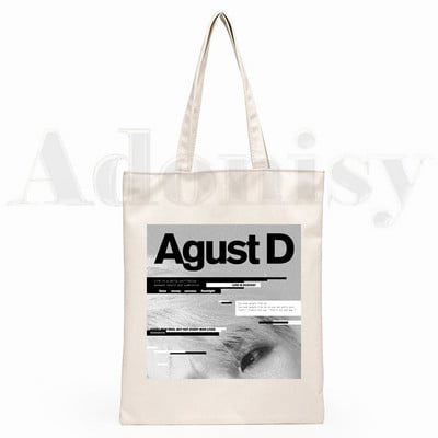 Agust D Fanart Art Print AgustD Hip Hop Hipster Cartoon Print Genți de cumpărături Moda pentru fete Casual Pacakge Geantă de mână eco tote