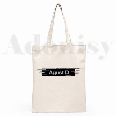 Agust D Fanart Art Print AgustD Hip Hop Hipster Cartoon Print Genți de cumpărături Moda pentru fete Casual Pacakge Geantă de mână eco tote