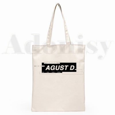 Agust D Fanart Art Print AgustD Hip Hop Hipster Cartoon Print Genți de cumpărături Moda pentru fete Casual Pacakge Geantă de mână eco tote