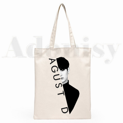 Agust D Fanart Art Print AgustD Hip Hop Hipster Cartoon Print Genți de cumpărături Moda pentru fete Casual Pacakge Geantă de mână eco tote