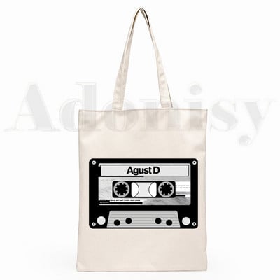 Agust D Fanart Art Print AgustD Hip Hop Hipster Cartoon Print Genți de cumpărături Moda pentru fete Casual Pacakge Geantă de mână eco tote