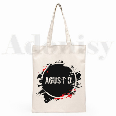 Agust D Fanart Art Print AgustD Hip Hop Hipster Cartoon Print Genți de cumpărături Moda pentru fete Casual Pacakge Geantă de mână eco tote