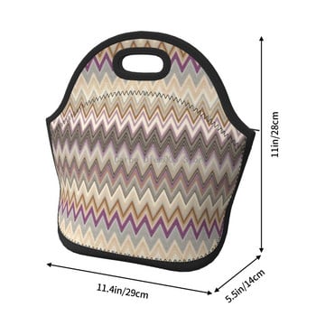 Zigzag Lines, Μαλακό Neoprene Lunch Tote Bag Tribal Zigzag Ελαφρύ, μονωμένο και επαναχρησιμοποιήσιμο για εργασία/σχολείο/ταξίδια/πικνίκ