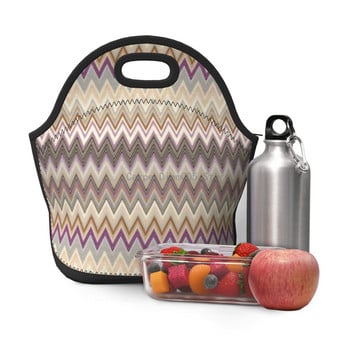 Zigzag Lines, Μαλακό Neoprene Lunch Tote Bag Tribal Zigzag Ελαφρύ, μονωμένο και επαναχρησιμοποιήσιμο για εργασία/σχολείο/ταξίδια/πικνίκ