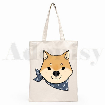 Shiba Inu Γιαπωνέζικο Doge Kawaii Χαριτωμένο καινούργιο καλλιτεχνικό τσαντάκι καμβά Totes Απλή εκτύπωση Τσάντες αγορών Girls Life Casual Pacakge