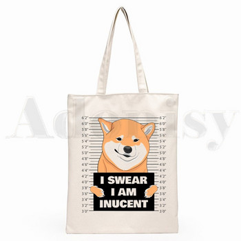 Shiba Inu Γιαπωνέζικο Doge Kawaii Χαριτωμένο καινούργιο καλλιτεχνικό τσαντάκι καμβά Totes Απλή εκτύπωση Τσάντες αγορών Girls Life Casual Pacakge