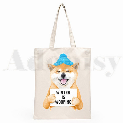 Shiba Inu Japanese Doge Kawaii Slatke nove umjetničke platnene torbe Torbe s jednostavnim printom Torbe za kupovinu Girls Life Ležerno pakiranje