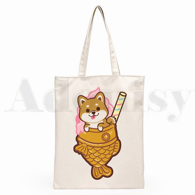 Shiba Inu Japanese Doge Kawaii Slatke nove umjetničke platnene torbe Torbe s jednostavnim printom Torbe za kupovinu Girls Life Ležerno pakiranje