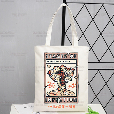 The Last of Us Shopper Bevásárlótáska Joel Ellie Tote válltáska Fireflies Vászontáskák Nagy fertőzött Stage 3 Firefly kézitáska