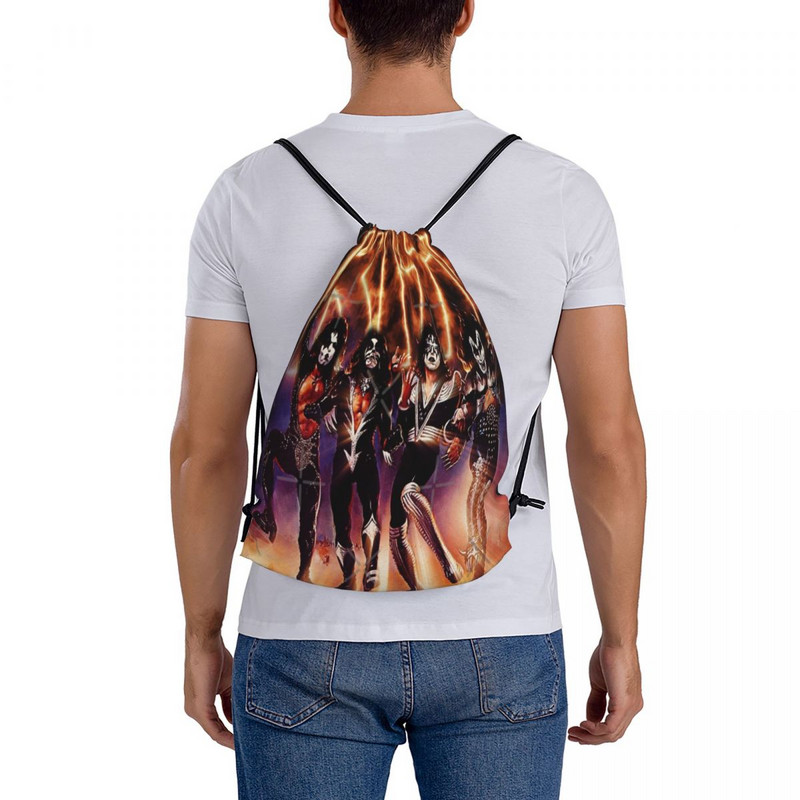 Kiss The Band - Destroyer Fire Logo 1 Torbe s uzicom Ruksaci Muška torba Ženska torba Muški ruksak Ruksak s uzicom