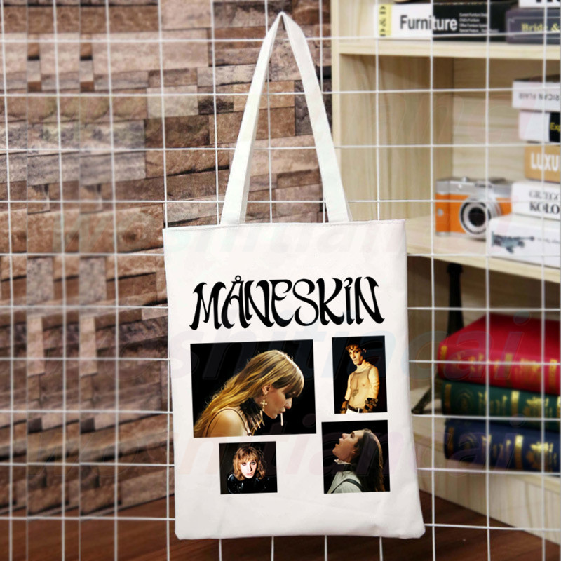 Maneskin Hip Hop Gothic Punk Rock Graphic Korėja Ulzzang Pirkėjų krepšys Drobinis krepšys Rankinės Moteriškas krepšys Harajuku Pečių krepšiai