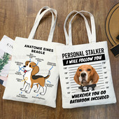 Dámska taška s kresleným vzorom Beagle Ulzzang s potlačou a bagelovým psíkom, roztomilá tote taška, kabelky, dámska taška Harajuku, tašky cez rameno