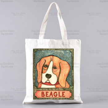 Beagle Cartoon Ulzzang Shopper τσάντα εκτύπωσης καμβάς Bagel Dog Cute tote τσάντες τσάντες γυναικείες τσάντες Harajuku τσάντες ώμου