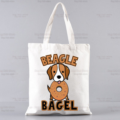Dámska taška s kresleným vzorom Beagle Ulzzang s potlačou a bagelovým psíkom, roztomilá tote taška, kabelky, dámska taška Harajuku, tašky cez rameno