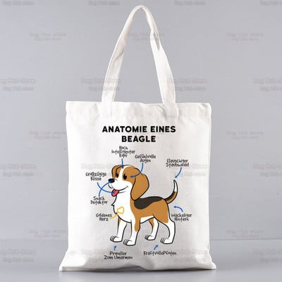 Dámska taška s kresleným vzorom Beagle Ulzzang s potlačou a bagelovým psíkom, roztomilá tote taška, kabelky, dámska taška Harajuku, tašky cez rameno