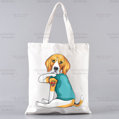 Dámska taška s kresleným vzorom Beagle Ulzzang s potlačou a bagelovým psíkom, roztomilá tote taška, kabelky, dámska taška Harajuku, tašky cez rameno