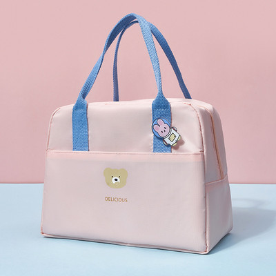 Nagy női ebédlőtáska jelvénnyel, hordozható szigetelő ebédlődoboz tasak, vastag cipzáras, termikus élelmiszer-hűtőtáska iskolai piknikhez