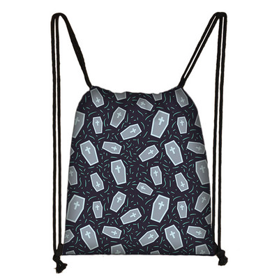 Crna mačka / 666 / Vještičji uzorak torbica s uzicom Halloween stil Baphomet ruksaci Ženska torba za pohranu za putne djevojke Držač cipela