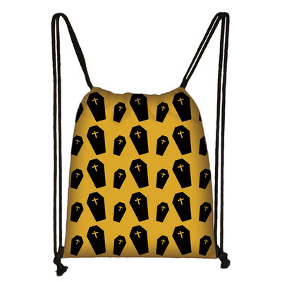 Crna mačka / 666 / Vještičji uzorak torbica s uzicom Halloween stil Baphomet ruksaci Ženska torba za pohranu za putne djevojke Držač cipela