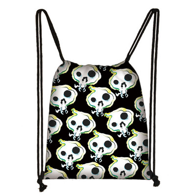 Crna mačka / 666 / Vještičji uzorak torbica s uzicom Halloween stil Baphomet ruksaci Ženska torba za pohranu za putne djevojke Držač cipela