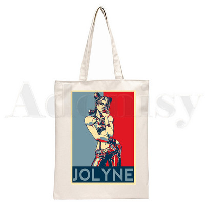 JoJo Bizarre Adventure Japanese Anime Manga Újrafelhasználható bevásárlótáska Női vászon hordtáskák Nyomtatás Ökotáska Vásárlói válltáskák