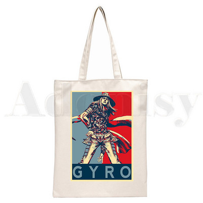 JoJo Bizarre Adventure Japanese Anime Manga Újrafelhasználható bevásárlótáska Női vászon hordtáskák Nyomtatás Ökotáska Vásárlói válltáskák