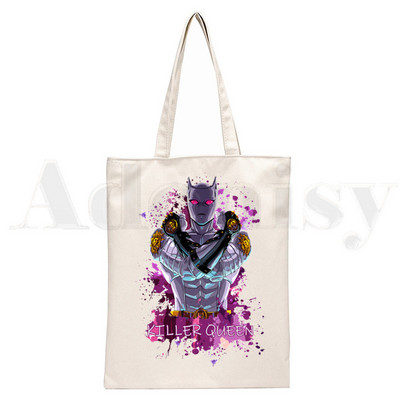 JoJo Bizarre Adventure Japanese Anime Manga Újrafelhasználható bevásárlótáska Női vászon hordtáskák Nyomtatás Ökotáska Vásárlói válltáskák