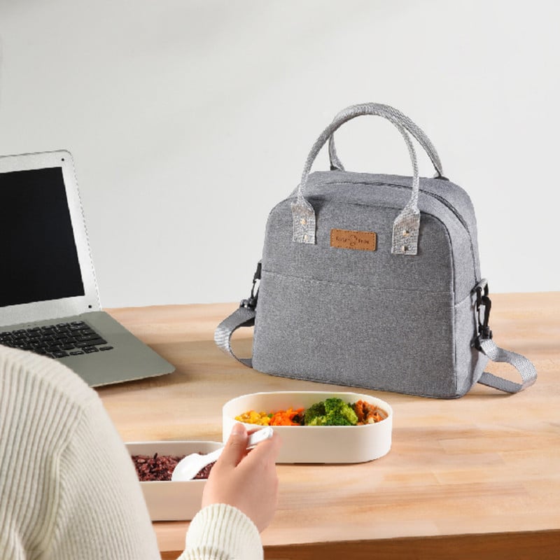 Hordozható válltáskák nagy kapacitású, hőszigetelt piknik ebédlődoboz Crossbody táska női irodai munka Élelmiszer kézitáska táska