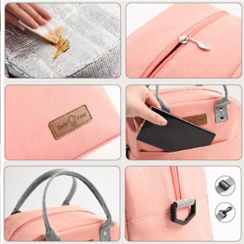 Hordozható válltáskák nagy kapacitású, hőszigetelt piknik ebédlődoboz Crossbody táska női irodai munka Élelmiszer kézitáska táska